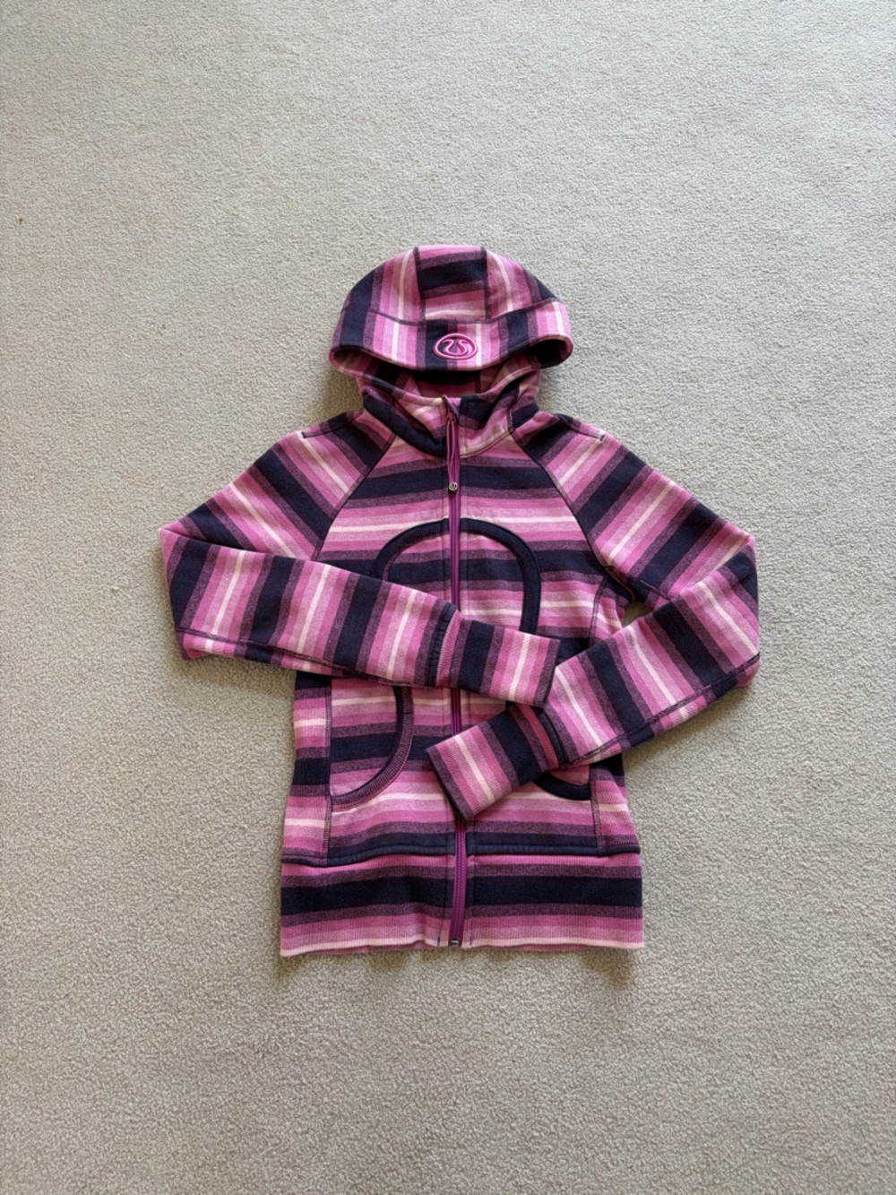 lululemon athletica Pink and Purple Striped Hooded Jacket - Picture 2 of 5